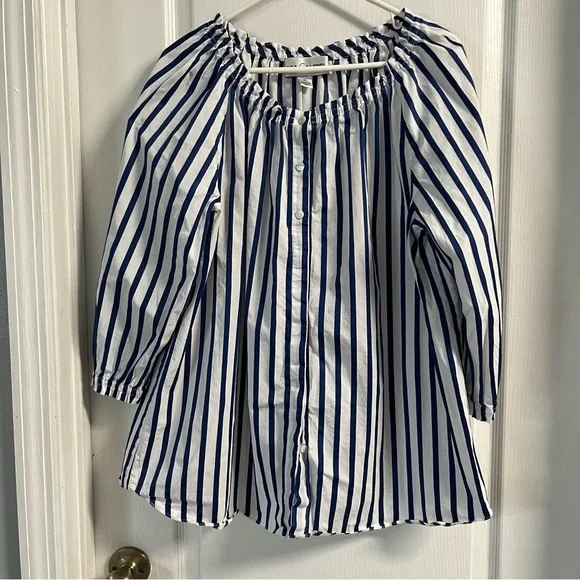 Sara Campbell Blue and White Striped Blouse - Picture 2 of 7